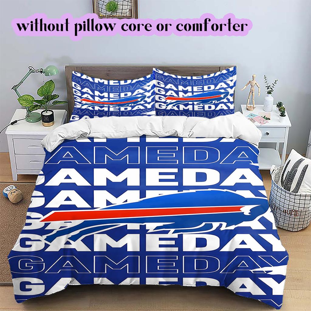 football Logo Pattern Bedding Quilt Set Quilt Cover Pillowcase Home Decoration Birthday Gift (1*duvet cover+ 2*pillowcase, without core)