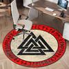 1Pc Viking theme Printed circular carpet, home door mat, outdoor travel protection carpet A4
