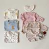 Baby Autumn Loungewear Onesie with Cute Cartoon Print, Long-Sleeve Romper for Boys and Girls