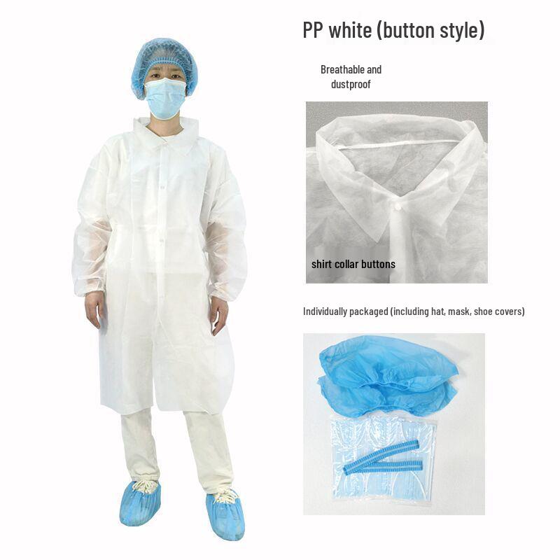 Thickened Disposable Work Suit Set: Dustproof and Isolation Gown with Lab Coat