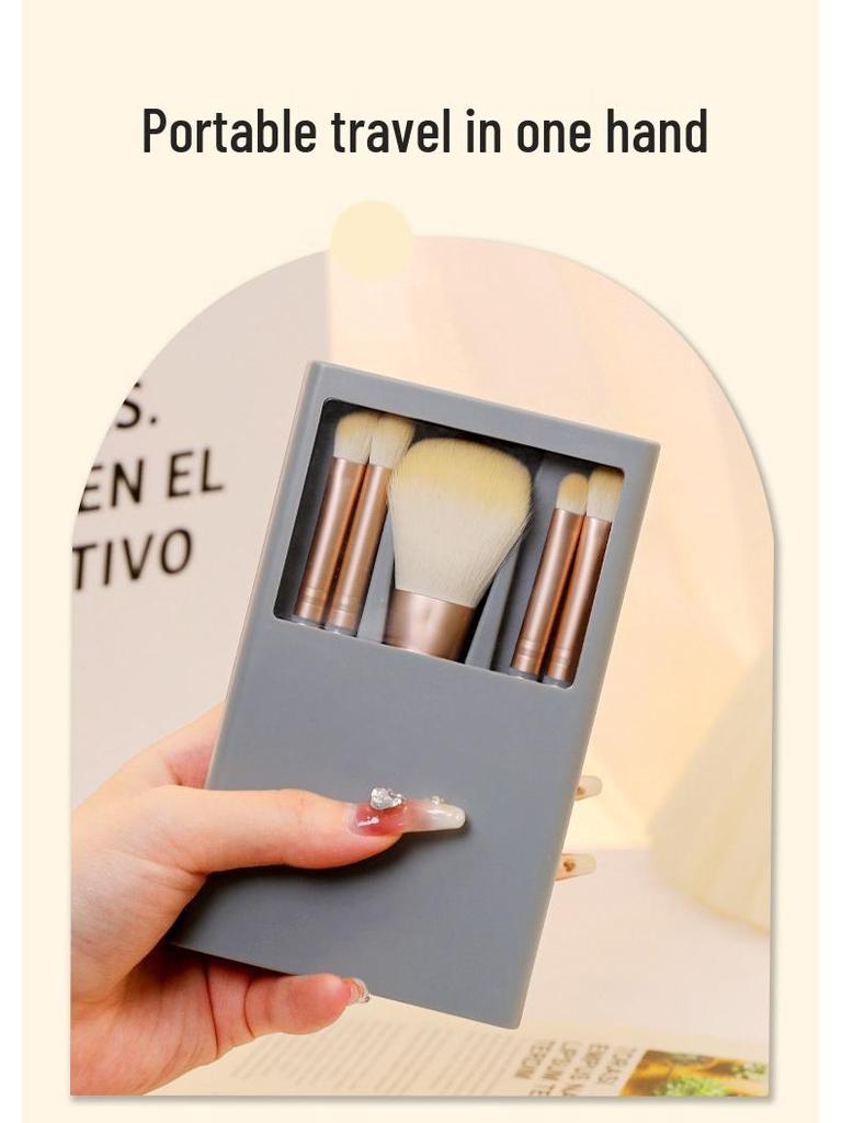 Portable Mirror Makeup Brush Set with Soft Bristles for Powder & Eye Shadow – Travel-Friendly & Affordable