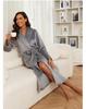 Übergröße Flanell Revers Pyjama Morgenmantel Set für Paare - Warme Herbst/Winter Europäische Amerikanische Hauskleidung