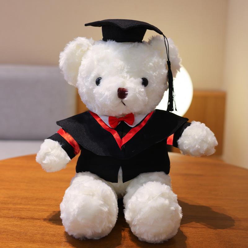 PhD Graduate Teddy Bear with Gown & School Emblem Logo