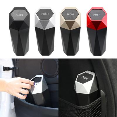 Pattumiera per auto portatile con coperchio Pattumiera per auto a prova di perdite Pattumiera automatica per autoveicoli Casa camera da letto Ufficio Mini bidone della spazzatura Accessori interni