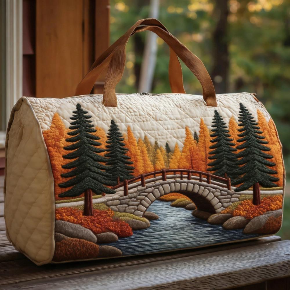 Schultergurt Gesteppte Reisetasche Landschaftsmuster Große Kapazität Handtasche für kurze Strecken Tragetaschen 3D-Stepperei Handwerk