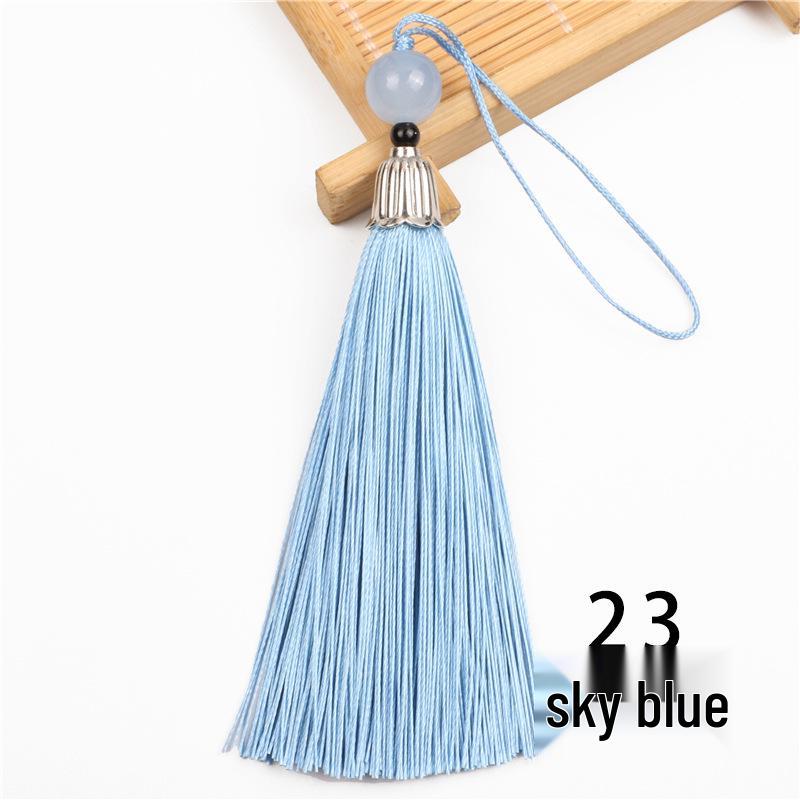 8cm Beaded Ice Silk Tassel Pendant for Hats & Bookmarks - Fine Thread Design, Free Shipping