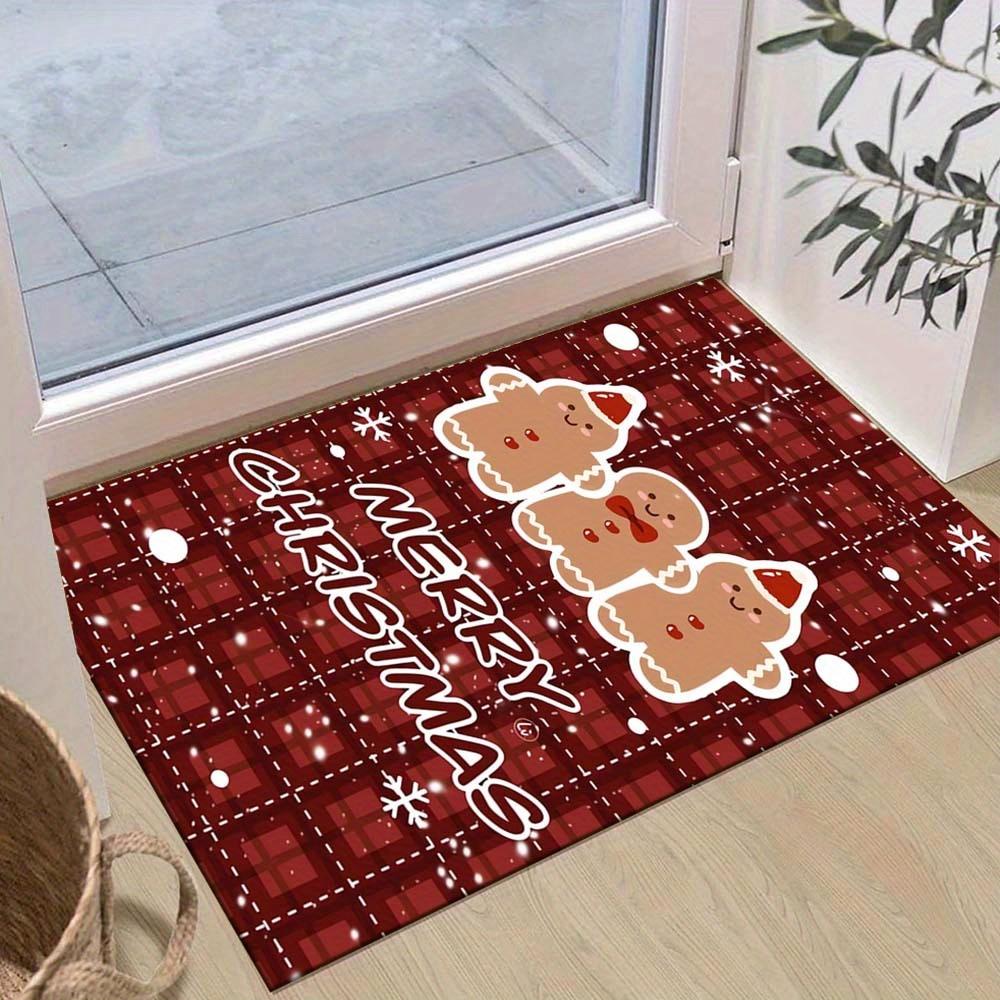 

1pc Christmas Themed Rug, Merry Christmas Print, Bedside Carpet, Non slip Laundry Room Mat, Machine Washable Water Absorbing Entrance Door M 60cm by 90cm