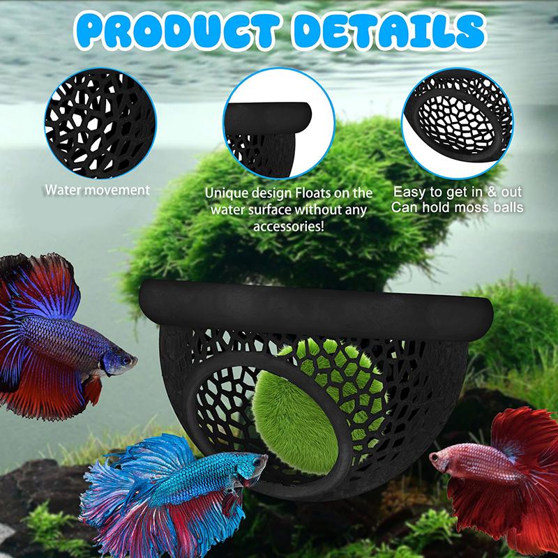 Floating Betta Hide & Shrimp Cave – 3-in-1 Aquarium Hammock, Floating Feeder Ring & Resting Spot – 3D Printed Betta Fish Decor
