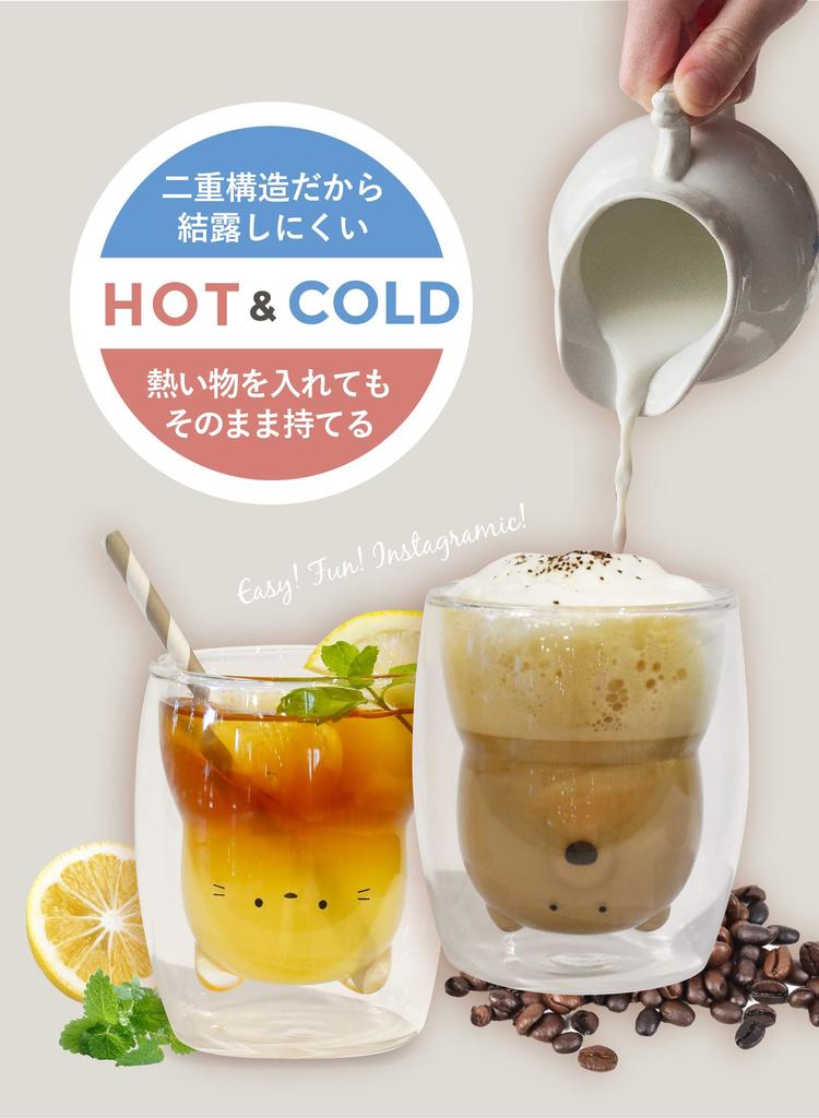 CB Japan Glass Spülmaschine Tier UCA Hitzebeständig [Katze] 270ml, Kondensationsbeständig, Doppelwandige Konstruktion, Mikrowellengeeignet, Sicher,