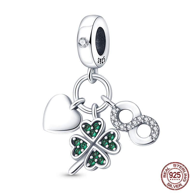 Fashion Copper Lucky Four Leaf Clover Series Charms Beads Fit Qikaola Original Bracelet Fine Diy Birthday Jewelry