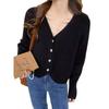 Autumn and Winter V-neck Solid Color Knitted Cardigan Top Women's Loose Lazy Style Sweater Jacket Versatile Commuter Style