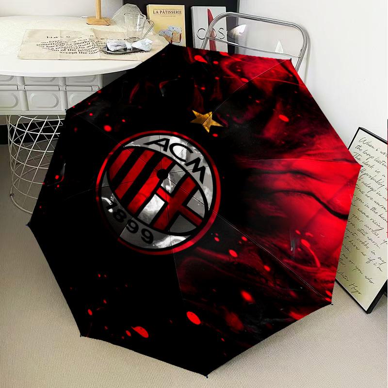 1PC Milan Football club Printed Umbrella Folding umbrella, automatic umbrella 8-Frame for Travel, camping Fan gifts Christmas Gifts