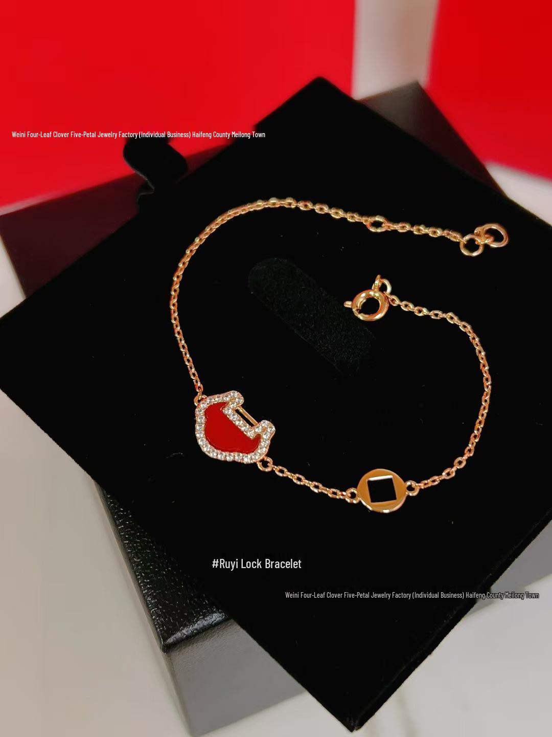 

18K Rose Gold Kirin Gourd Bracelet with Hollow Wulu Design & Red Enamel