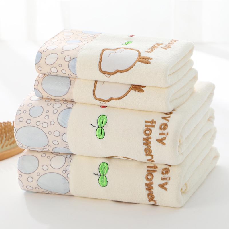 Four Seasons Thickened Polyester/Nylon Hair Drying Towel Set with Appliqué Embroidery