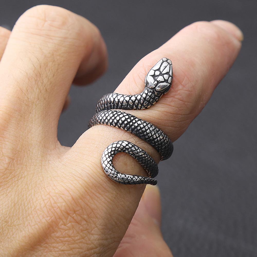 Modne zabytkowe pierścienie ze stali nierdzewnej 316L wąż dla mężczyzn i kobiet Punk Cool Animal Ring Party Couple Amulet Jewelry Gifts