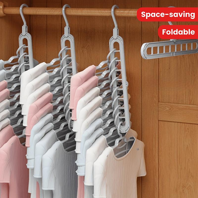3pcs Plastic 9-Hole Foldable Hangers Heavy Duty Space Saving Clothes Organizer Wardrobe Belt Organizer Hat Scarf Storage YG002