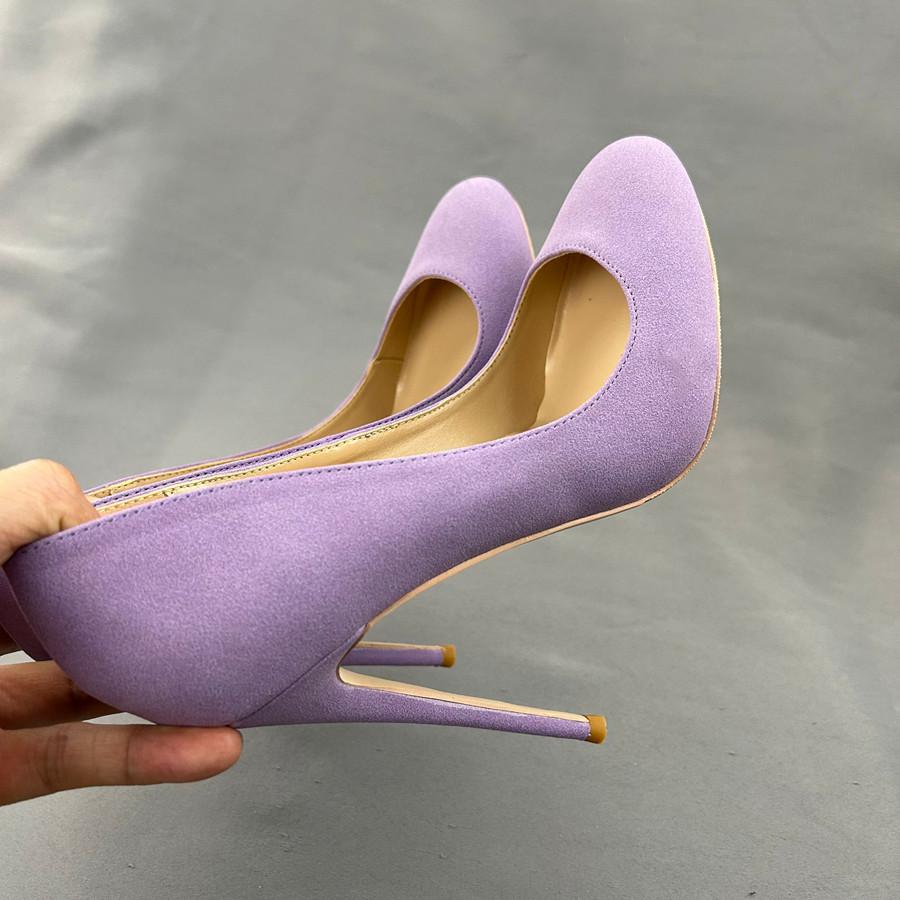 Round Toe Suede Women Pumps Sexy Gradient Stiletto High Heel Shoes 12Cm/10cm Dress Pumps Women Shoes Party Size 33-45