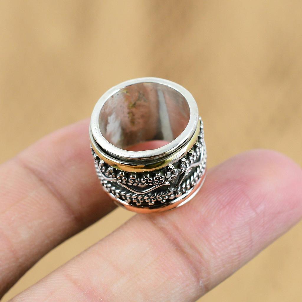 Gift For Women Spinner Ring Size 4.25 925 Silver Natural No Stone Gemstone