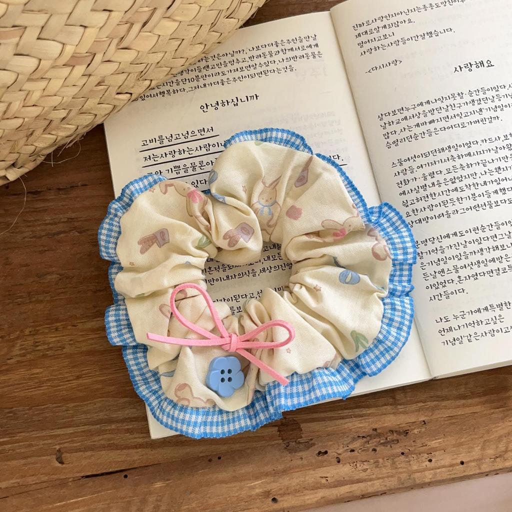 Plaid Lace Bear & Rabbit Bow Hair Tie Set