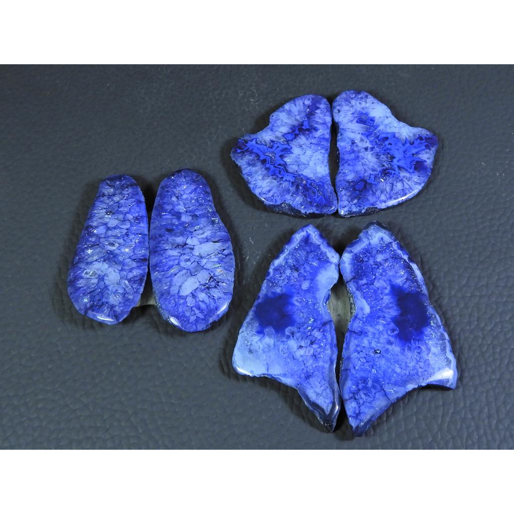 Dyed Slice Druzy Agate Matched Pair Cabochon Loose Gemstone 3Pair Lot 206Cts A-712