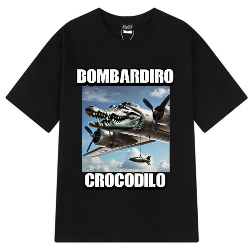 Bombardiro Crocodilo Funny Crocodile Plane Bomber T-shirt Men Women Casual Cotton Short Sleeve T Shirts Comfort O-Neck T-shirts