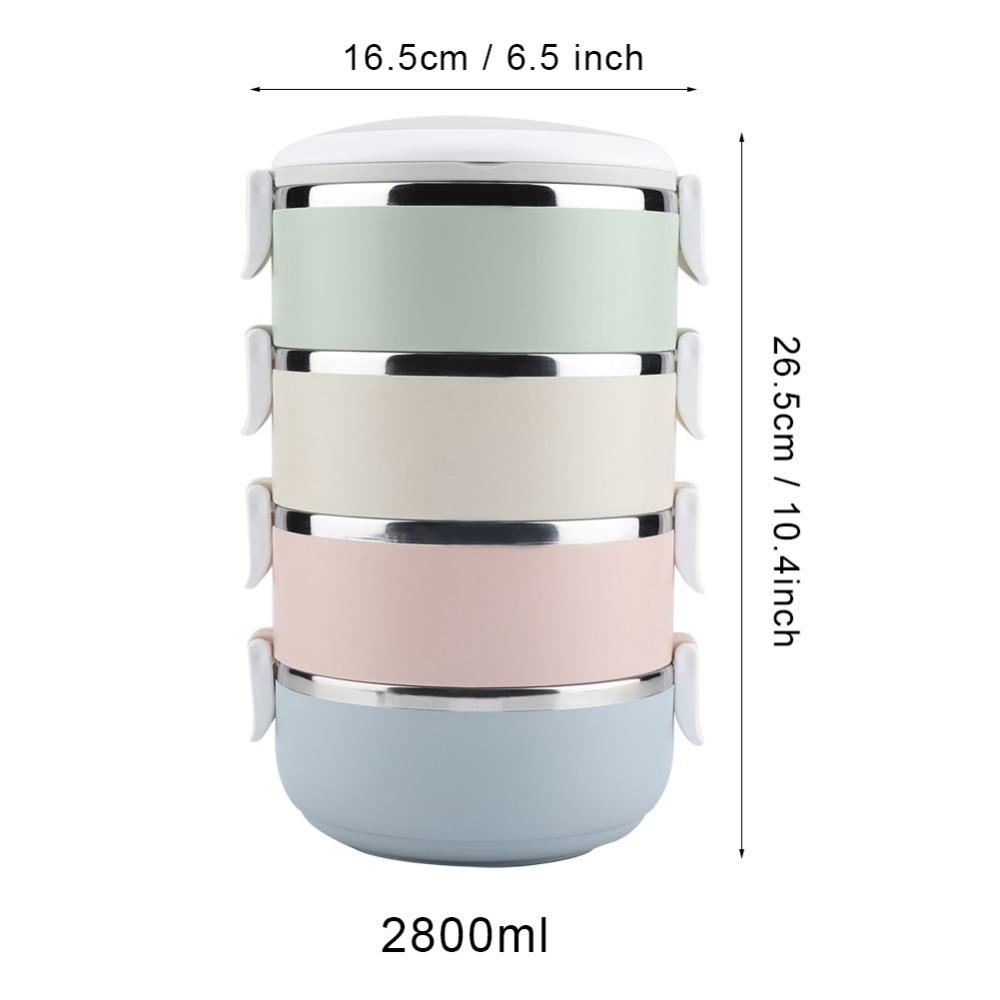 Stainless Steel Leakproof Food Container 2/4 Tier Food Container Thermal Lunch Box  For Office