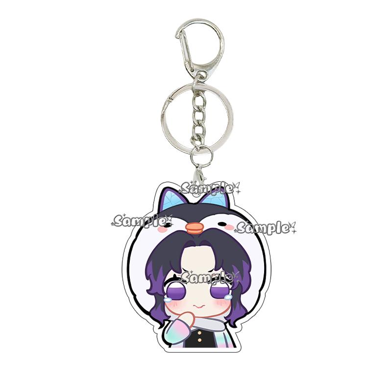 Q Version Anime Acrylic Agatsuma Zenitsu Tsuyuri Kanawo Kochou Tanjiro Nezuko Cartoon Kawaii Keychain Pendant Decor Fans Gifts