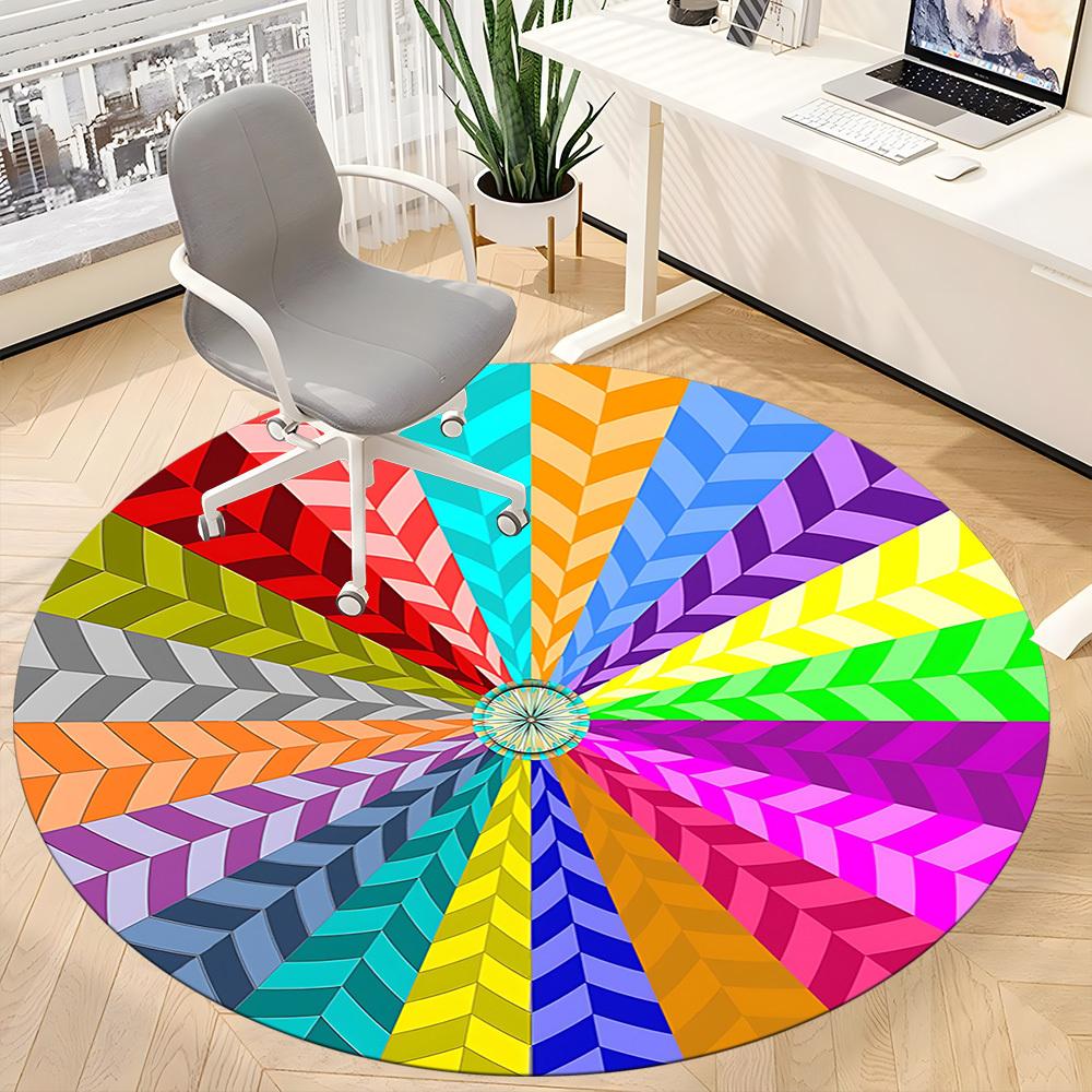 1pc Color Wheel Chair Carpet for Office Non Slip, Machine Washable Rug for Office, Room Holiday Decor for Christmas, Birthday Polyester