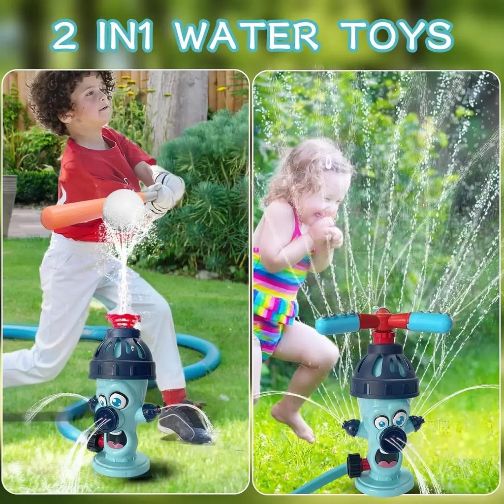Water Sprinkler Baseball Toy For Kids Toddlers With Roating Spray Nozzles Attaches Garden Water Hose Outdoor Splashing Water Toy