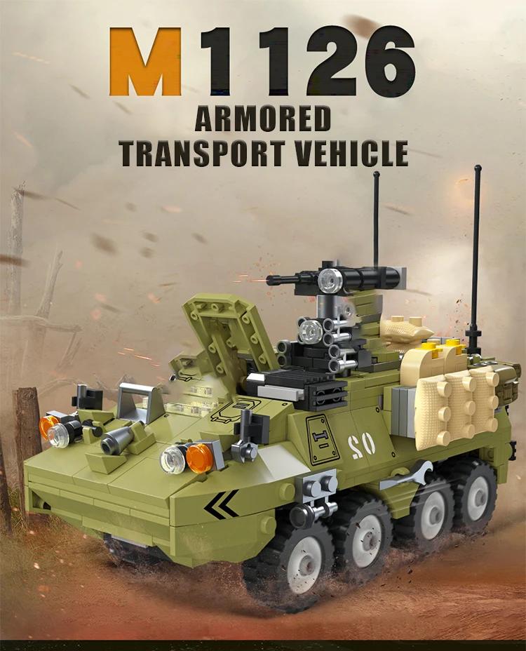 Ideal Gift 549Pcs Bricks M1126 Military Armored Vehicle Model Building Block/Transport Panzer Car Model/Educational Toy For Kids