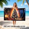 Toalla de Playa Secado Rápido Tema Navideño Impresión de Nombre y Texto Personalizado Toalla Grande Resistente a la Arena Vacaciones en la Playa