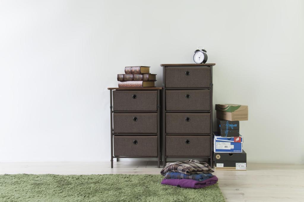 AZUMAYA Easy-Assembly Chest, Brown, 4 Drawers, LFS-702BR