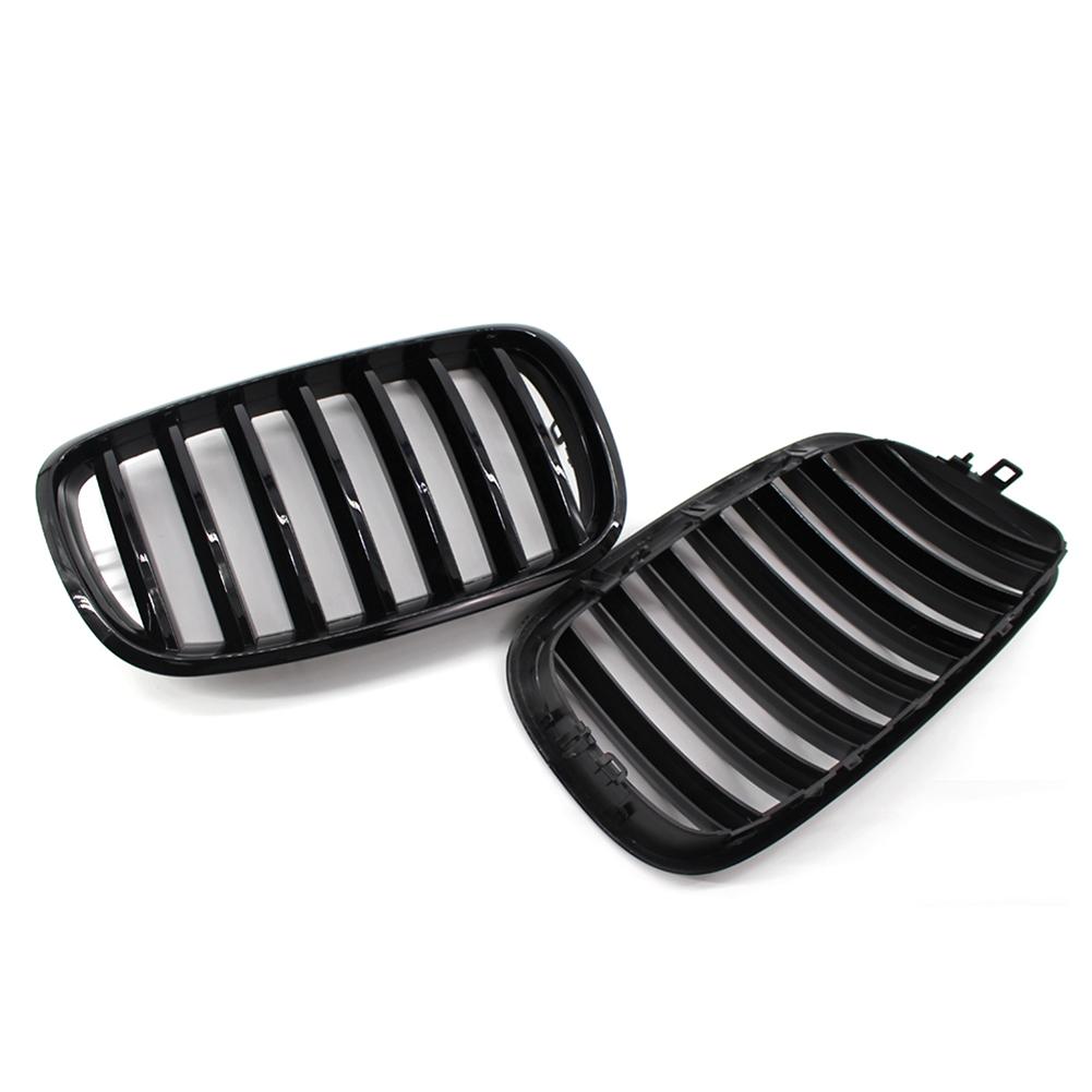 1 Pair Car Front Bumper Grill Gloss Black Front Bumper Racing Grille for BMW X5 E70 X6 E71 2007-2013 Car Accessories
