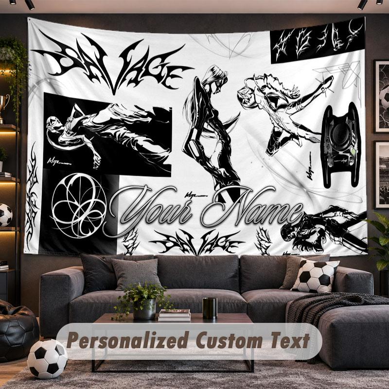 Wall Hanging Tapestry Custom Nameaespa Pattern Personalized Printed Fabric Wall Decor