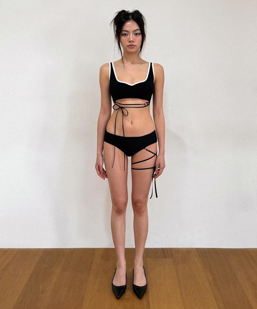 VINAJ Bohemian Strap Heart Square Bikini Bra (Black)