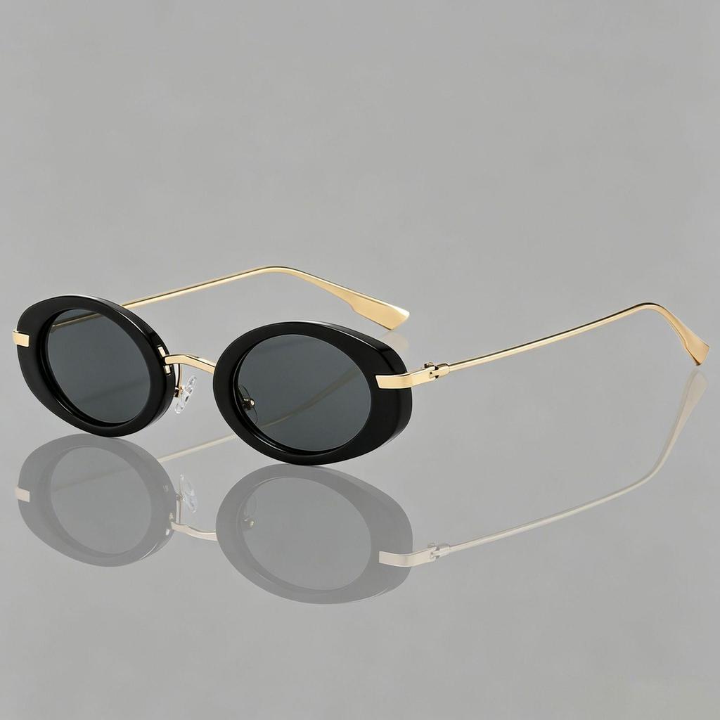 Occhiali da Sole Ovali Retro Transfrontalieri: Stile Europeo & Americano Telaio in Metallo alla Moda Sfilata di Moda 89261