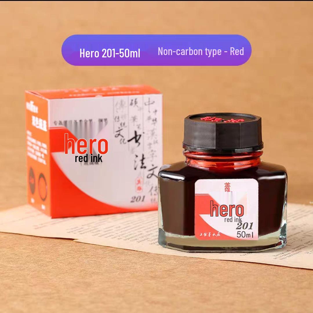 HERO 616 Nostalgic Collection Fountain Pen - Classic Student Calligraphy Writing Practice Tool with Iridium Gold Nib. 1 бутылка красных чернил