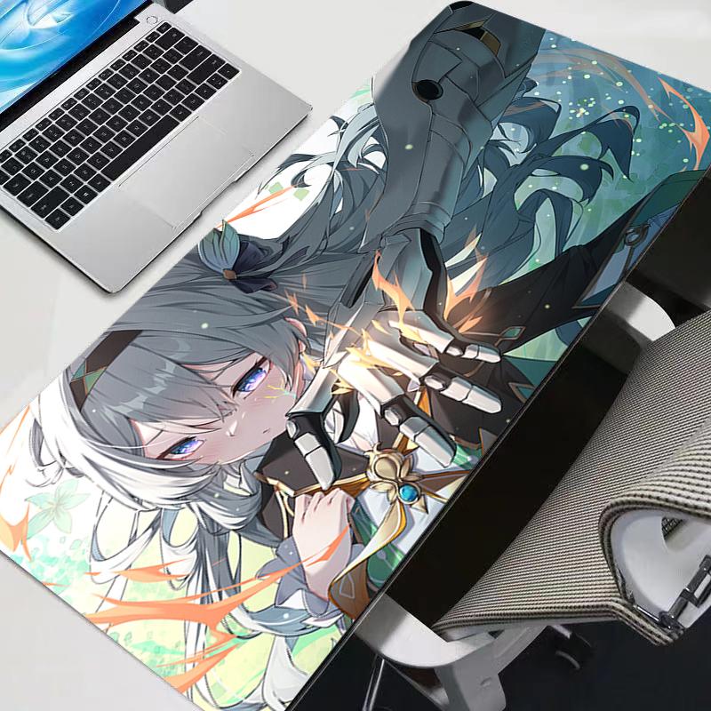 Large Cartoon Mousepad Non-slip Cute Anime Gaming Mouse Pad Honkai Star Rail Firefly Fashion Computer Desk Pad Keyboard Rug