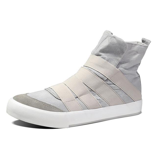 Yaz Erkek Moda Günlük Ayakkabılar Moda Dikişli Platform Spor Ayakkabılar Nefes Alabilen Erkek Rahat Yüksek Bilekli Kanvas Ayakkabılar Düz Ayakkabılar