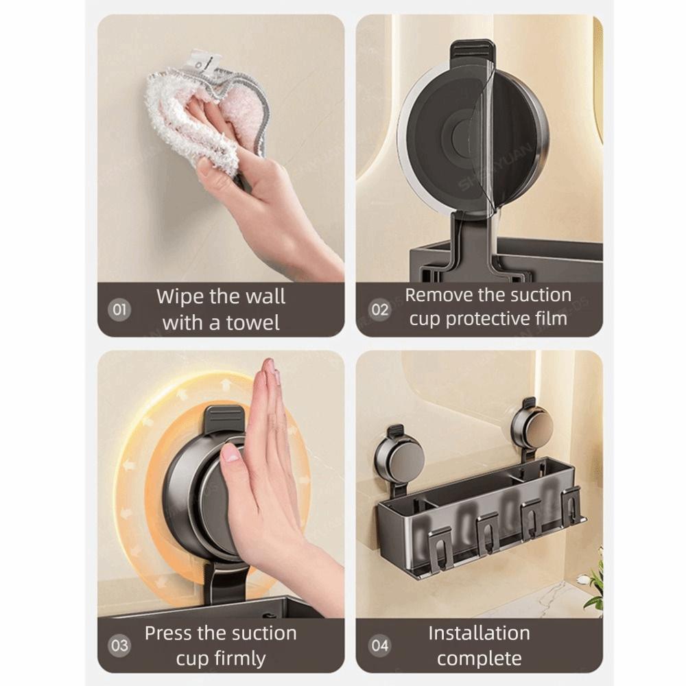 Suction Cup Toothbrush Storage Rack Integrated Hook 2/3/4 Person Electric Toothbrush Holder Reusable Detachable