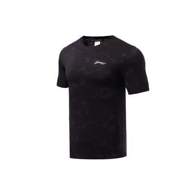 Li Ning Running Series Reflective Logo Quick-Dry Slim Fit Sports Crew Neck Short Sleeve T-Shirt Men Tops Black ATSR073-5