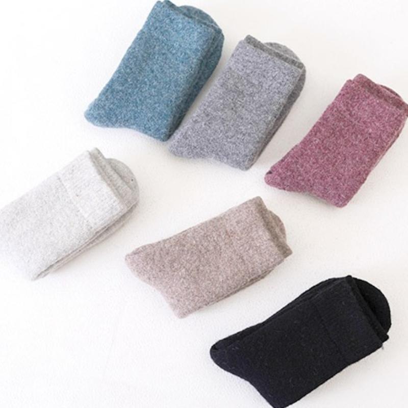 Women's Casual Thick Thermal Socks Pure Color Thickened Fleece Wool Sock