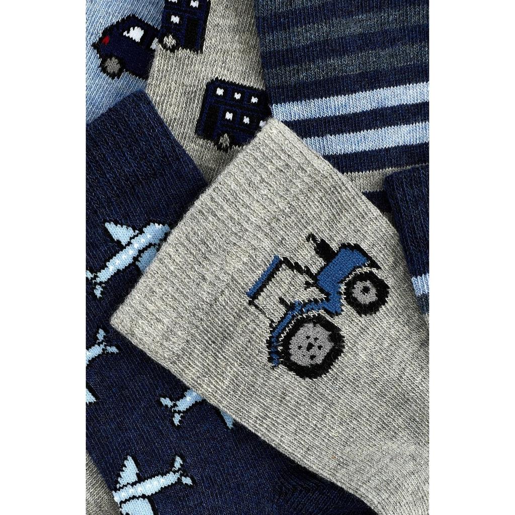 Ex Store Childrens/Kids Transport Cotton Socks (Pack of 7)