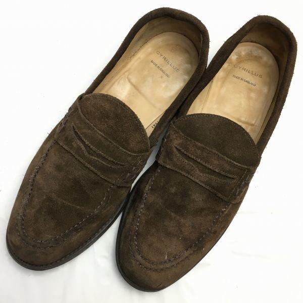 Made In England CYRILLUS Handmade Suede Loafers Moccasins Brown Size 42 26.5(USED)