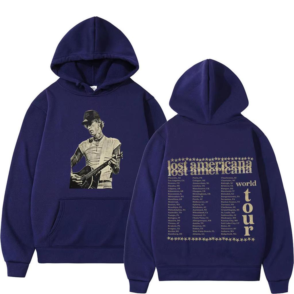 MGK Lost Americana Tour 2026 Print Hoodies Men Women Fashion Hip-hop Pullover Long Sleeves Casual Vintage Printed Sweatshirt