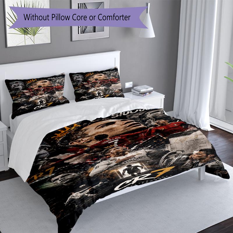 Ronaldo's Player Purple Kit Bedding Set, Breathable Duvet Cover with Pillowcases, Soft Bed Linen for Bedroom Home Decoration, Perfect Festival Birthda