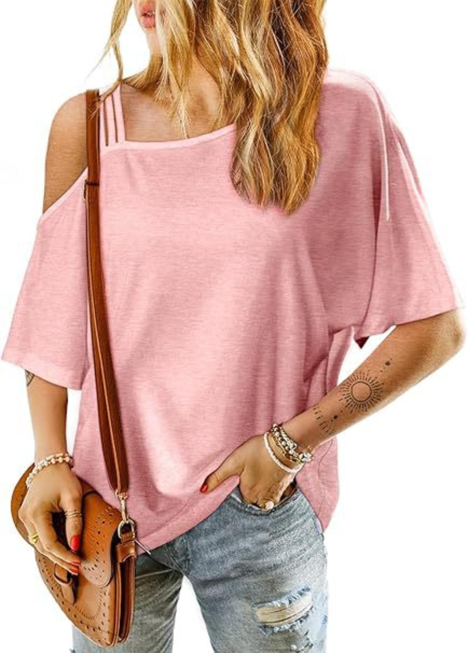 

Casual Off-shoulder Loose Short-sleeved Women s T-shirt XL