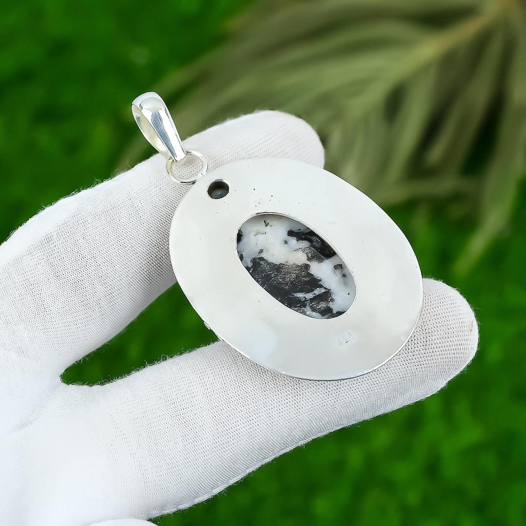 Oval Natural Zebra Jasper Topaz Sister Handcrafted Pendant Jewelry 925 Silver