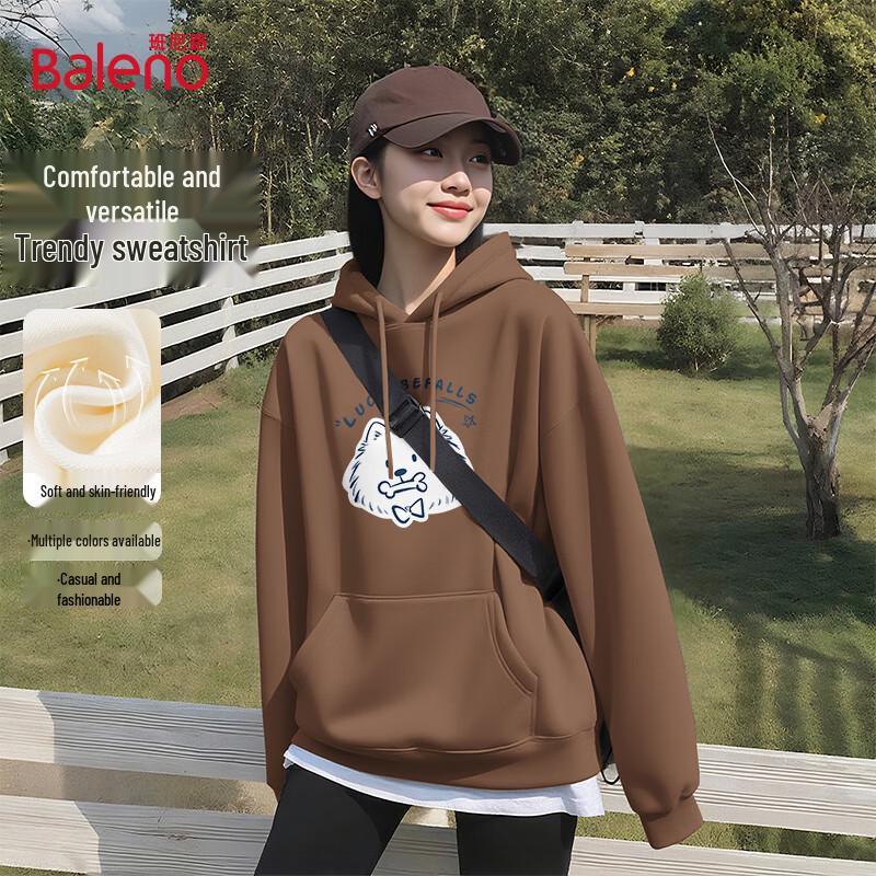 Baleno Women's Loose Fit Hooded Sweatshirt with BNL Dog Graphic
