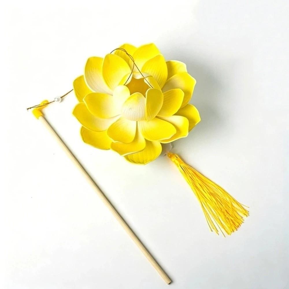 Ancient Style DIY Lotus Lamp Material Kit Portable Handmade Hand-Held LED Light Elegant Design Festive Decor